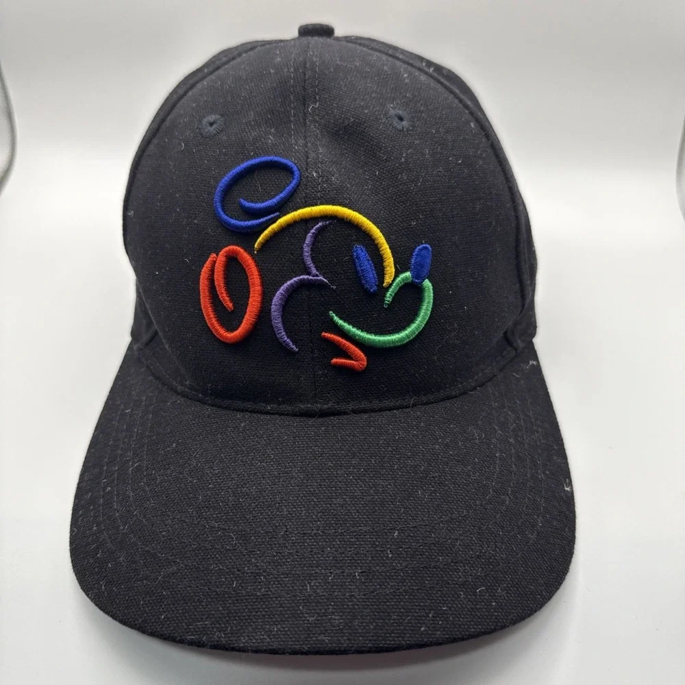 Walt Disney World Mickey 3D Colorful Embroidered Black Strapback Hat Cap Vintage
